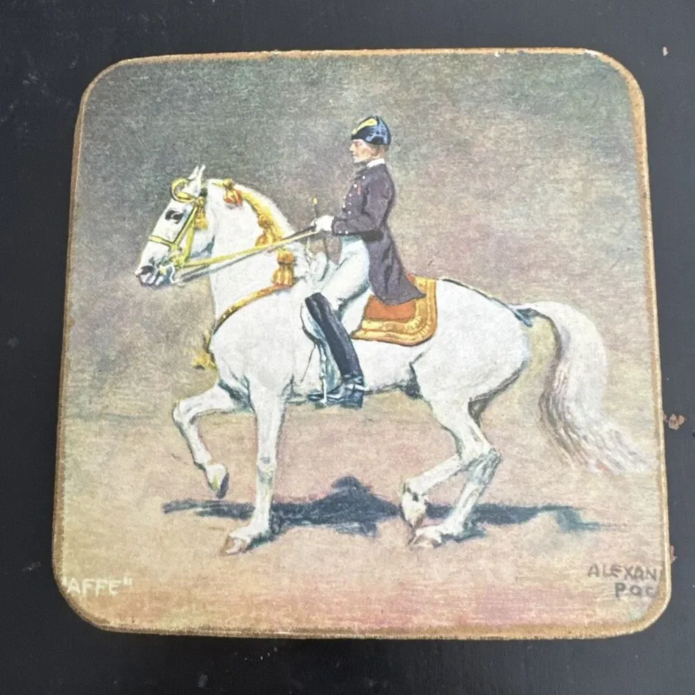 Vintage Alexander Pock Modern Riding School Sheraton Set of Five Coasters Horses